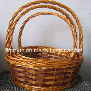 Eco-Friendly Customized High Quality Willow Fruit Basket with Long Handle